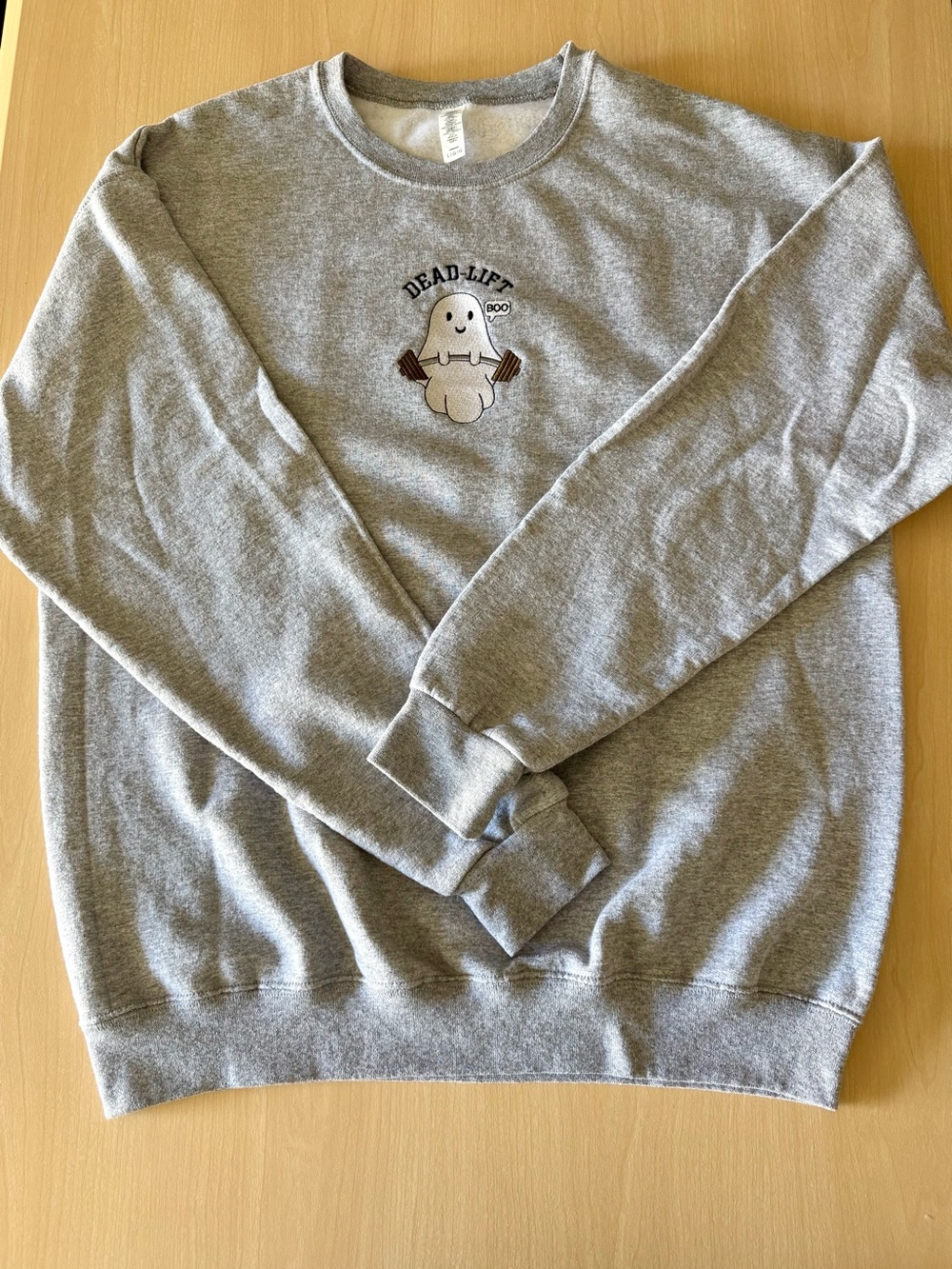 Gray Cute Ghost Halloween Crewneck Sweatshirt